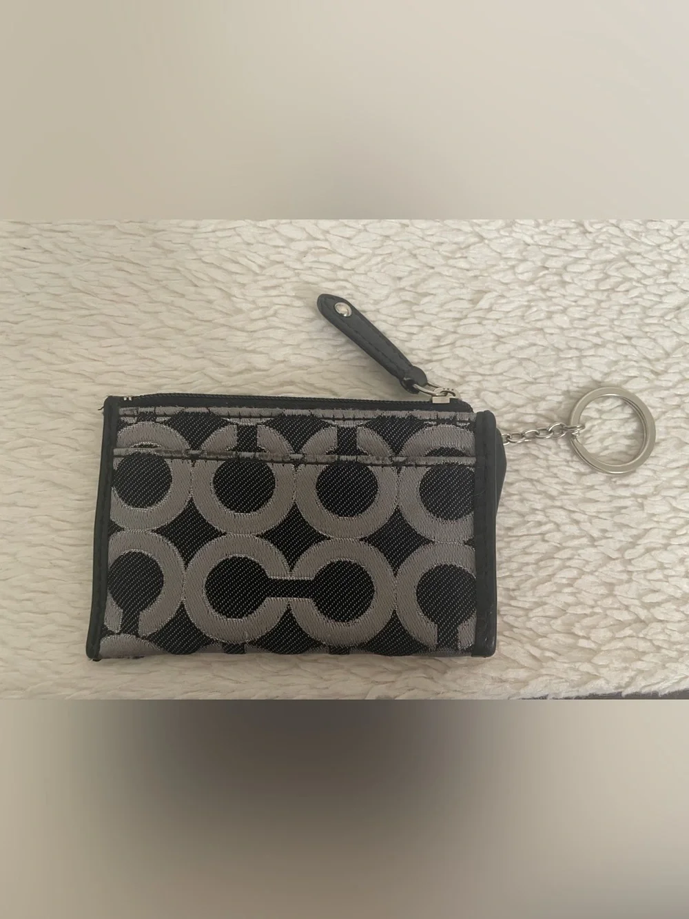 Coach Op-Art Logo Mini Skinny Zip Wallet Black/Gray
